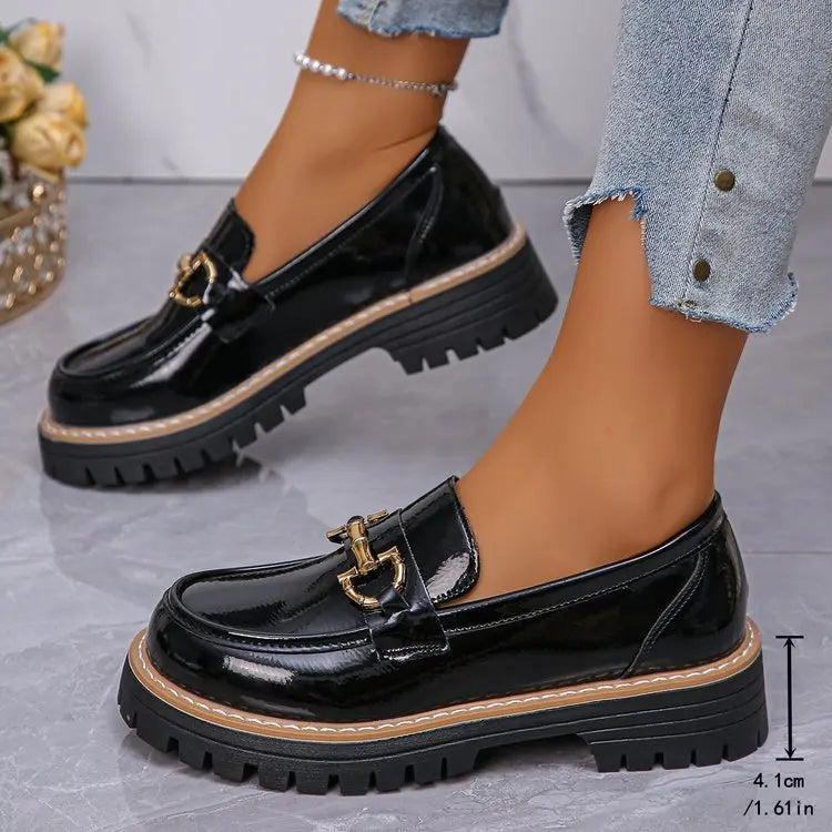Happy™ WomenLoafers: Laag Hak Vintage Stijl Ketting Dames Loafers