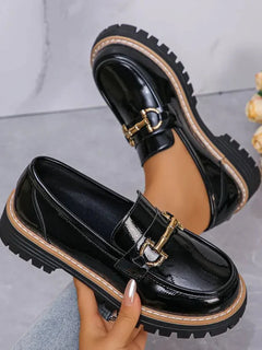 Happy™ WomenLoafers: Laag Hak Vintage Stijl Ketting Dames Loafers