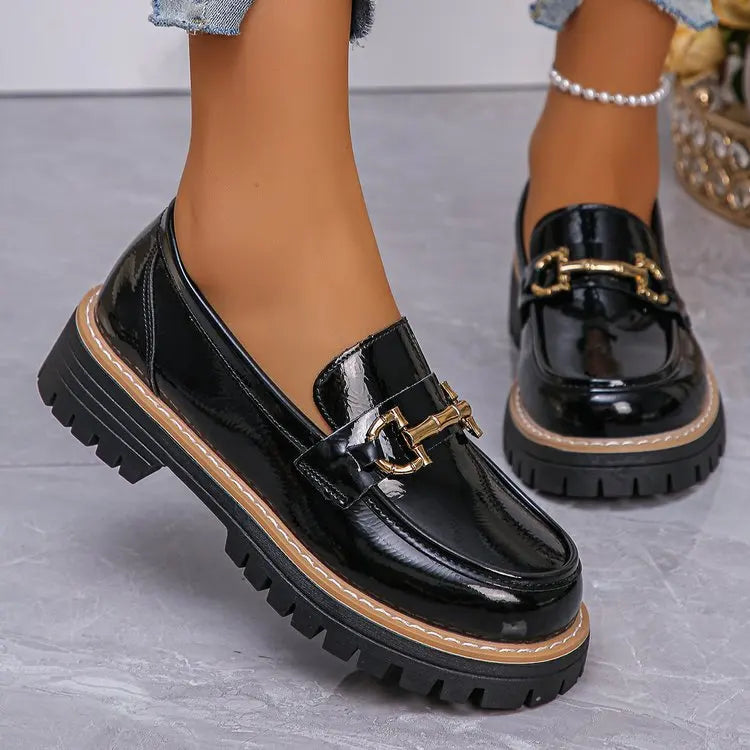 Happy™ WomenLoafers: Laag Hak Vintage Stijl Ketting Dames Loafers