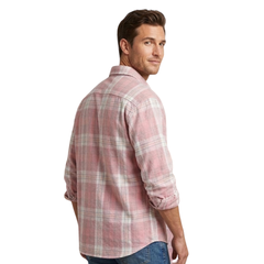 Icone™ CheckeredShirt: Stijlvol Toevallig Pastelroze Geruit Shirt