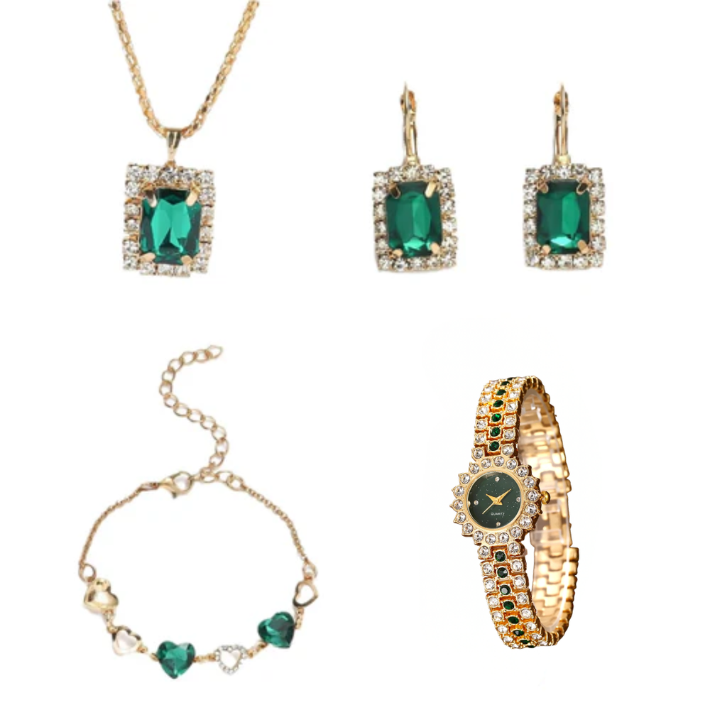 Jewelance™ JewelrySet: Mode Luxe Smaragd Groen Sieraden Set Cadeau Doos