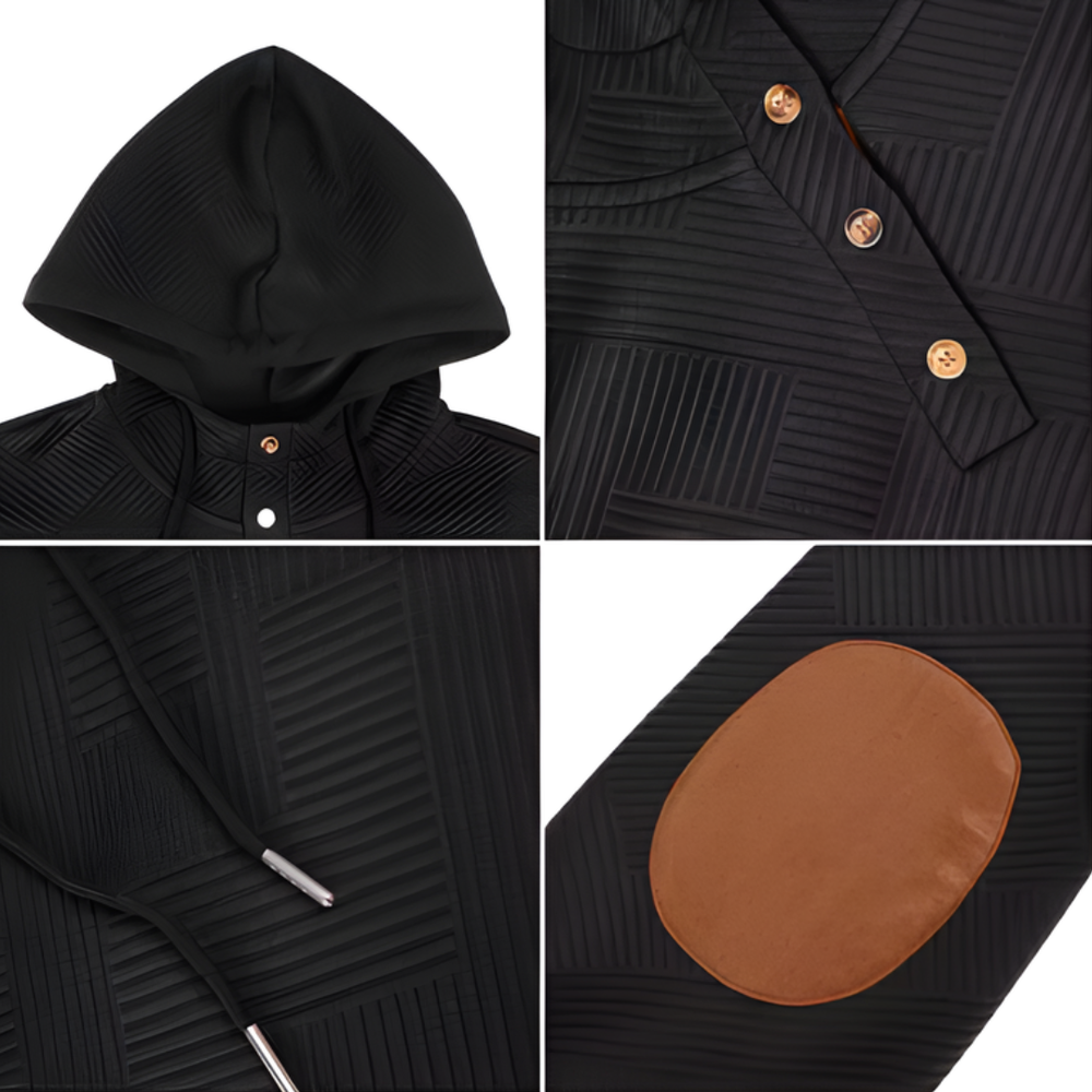 Icone™ VersatileHoodie: Toevallig Helft-Knop Trekkoord Veelzijdig Capuchon