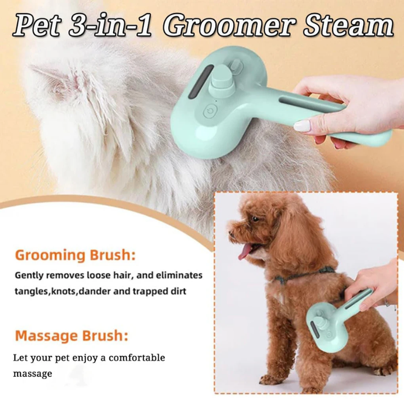 DogCatFri™ PetSteamer: 2-In-1 Spuit Verzorgingsborstel Stoomboot Huisdieren