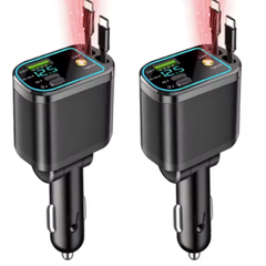 CarCharger: 5-In-1 Opladen Poort Intrekbaar Kabel Snel Auto Oplader