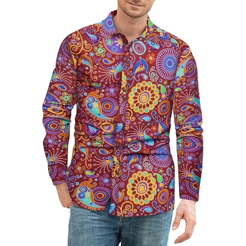 Icone™ RetroPolo: Disco Nacht Heren Lange Mouwen Vintage Retro Polo