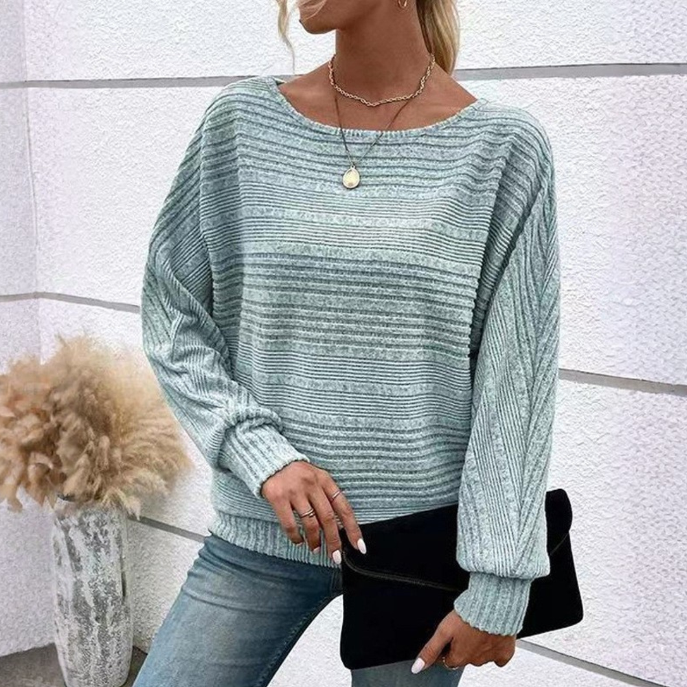 Icone™ CasualLongsleeves: Relaxte Pasvorm Stijlvol Gestreept Vleermuismouwen Casual Lange Mouwen Top