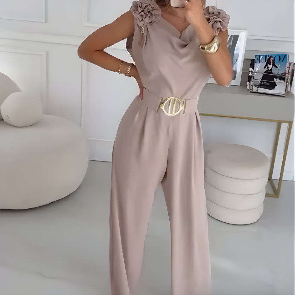 Icone™ ElegantJumpsuit: Dames Mouwloos Lint Taille Elegant Jumpsuit