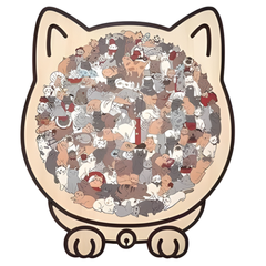 Kletshuts™CatPuzzle: Uniek Kat Puzzel Kleurrijk Houten Dier Legpuzzel
