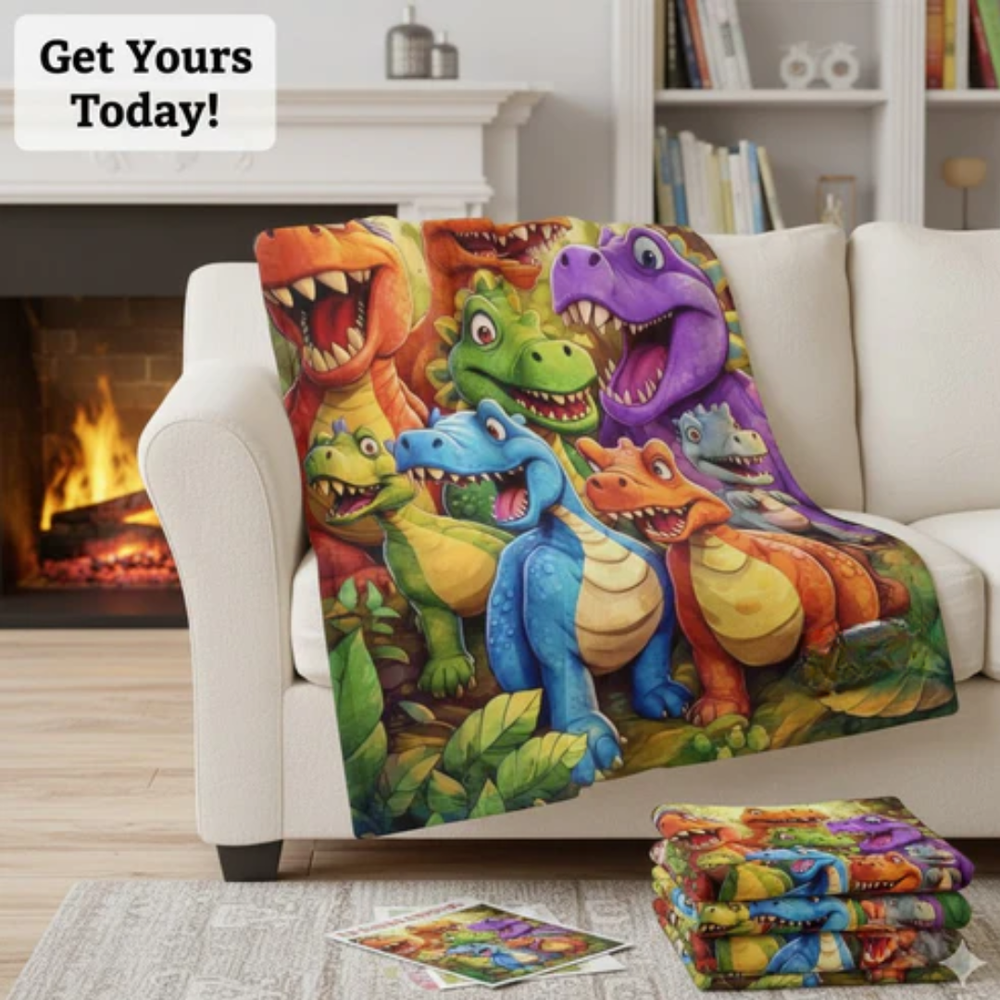 Kletshuts™ DinosaurBlanket: Zacht En Gezellig Kinderen Werpen Dinosaurus Deken
