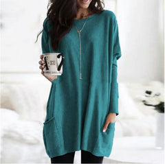 Icone™ PocketBlouse: Lange Mouw Losse Casual Zak Blouse