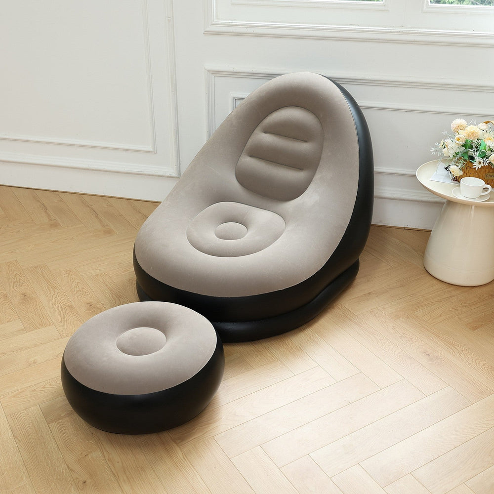 UltiFurni® InflatableSofa: Draagbare Comfortabele Stijlvolle Opblaasbare Sofa en Voetsteun