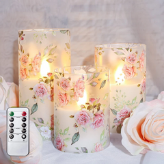 Ledsen™ FloralCandle: Gezellige Elegante Glans Delicate Bloemenprint LED Kaarsenset
