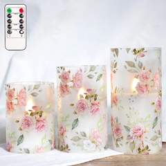 Ledsen™ FloralCandle: Gezellige Elegante Glans Delicate Bloemenprint LED Kaarsenset