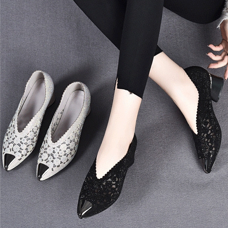 Happy™ GlimmerShoes: Mesh Hakken Schoenen Met Kristallen Accenten