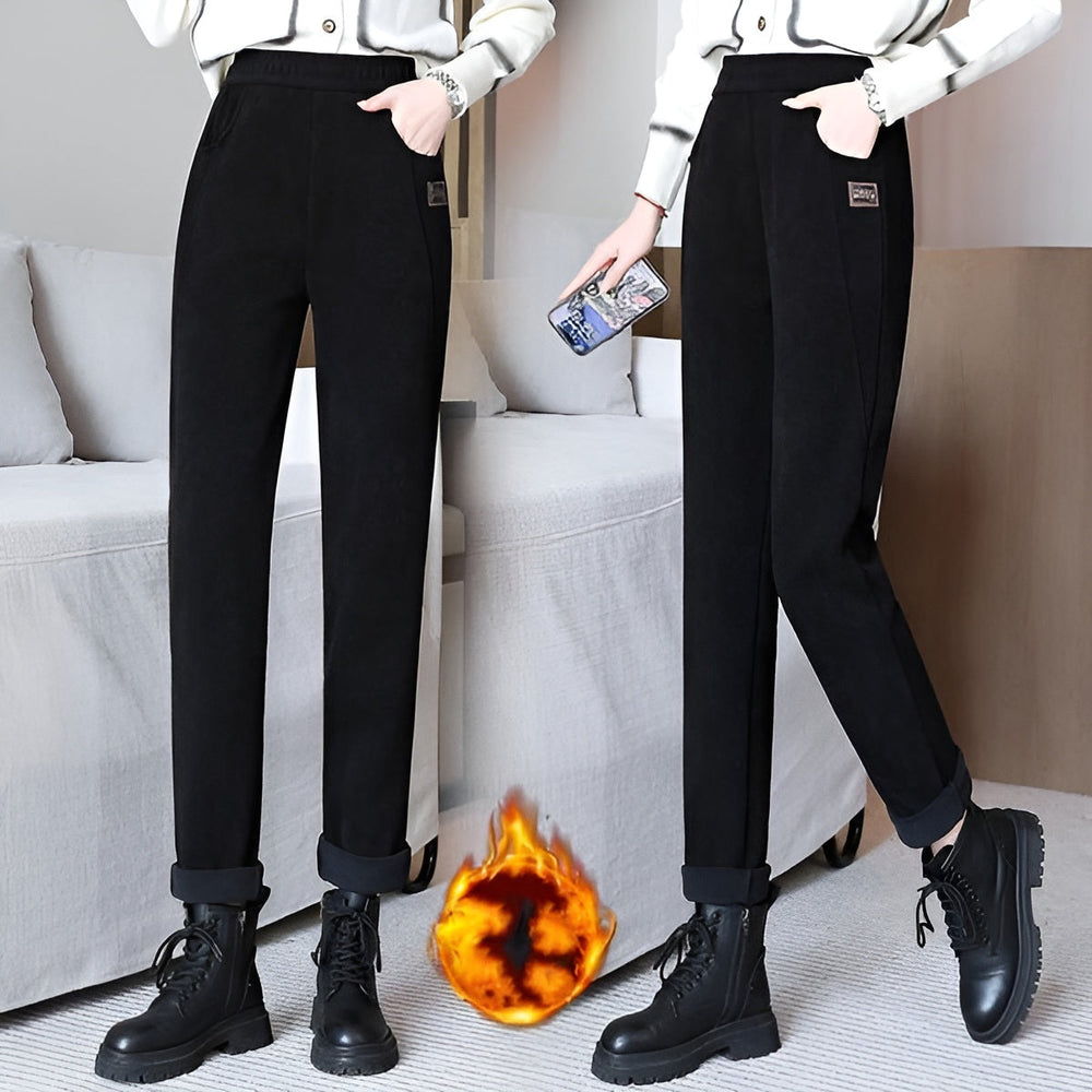 Icone™ WarmTrousers: Vrouwen Stijlvolle Hoge Taille Slanke Pasvorm Warme Broek