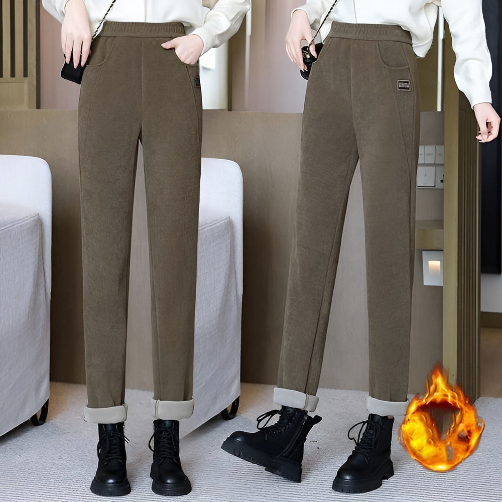 Icone™ WarmTrousers: Vrouwen Stijlvolle Hoge Taille Slanke Pasvorm Warme Broek