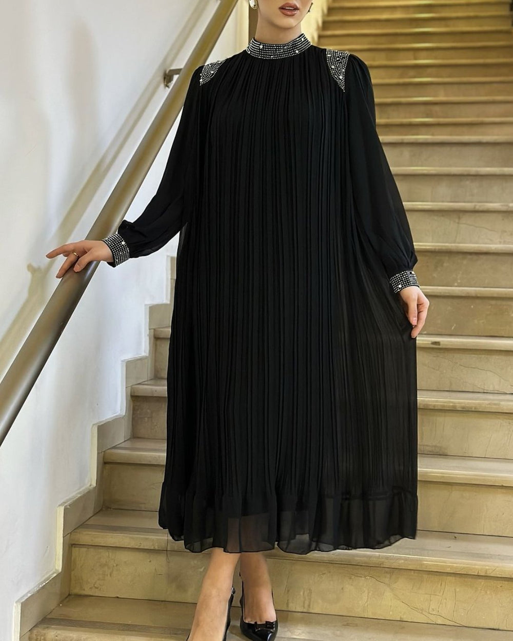 Icone™ SparkleDress: Elegante Comfortabele Plissé Maxi Sparkle Jurk