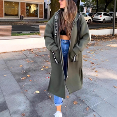 Icone™ OversizedCoat - Stijlvolle Casual Lange Rits-Omhoog Extra Groot Jas Met Capuchon