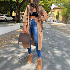 Icone™ OversizedCoat - Stijlvolle Casual Lange Rits-Omhoog Extra Groot Jas Met Capuchon