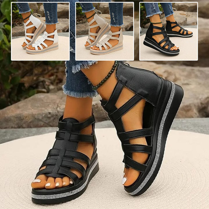 Happy™ SparklingWedge: Stijlvolle Sleehak Sandalen Met Sprankelende Strass Steentjes