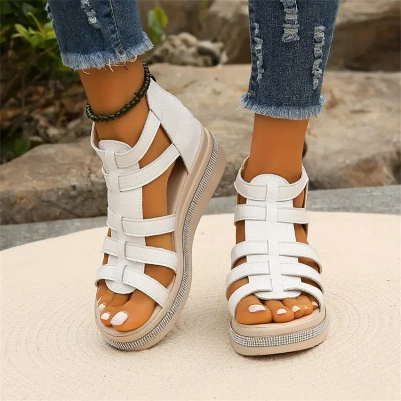 Happy™ SparklingWedge: Stijlvolle Sleehak Sandalen Met Sprankelende Strass Steentjes