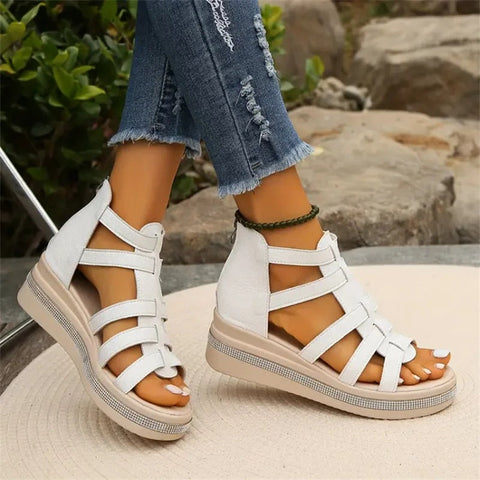Happy™ SparklingWedge: Stijlvolle Sleehak Sandalen Met Sprankelende Strass Steentjes