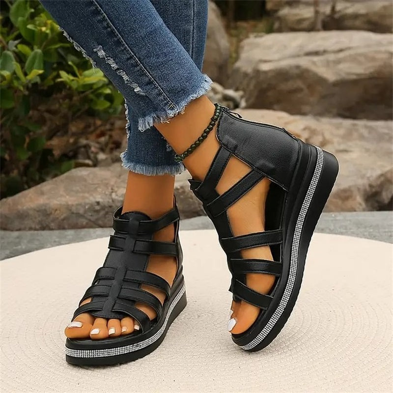 Happy™ SparklingWedge: Stijlvolle Sleehak Sandalen Met Sprankelende Strass Steentjes