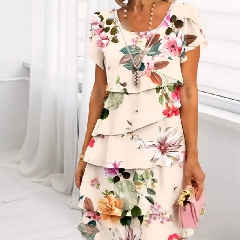 Icone™ SpringDress: Dames Lente Bloemen Cascade Elegante Jurk