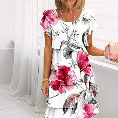 Icone™ SpringDress: Dames Lente Bloemen Cascade Elegante Jurk