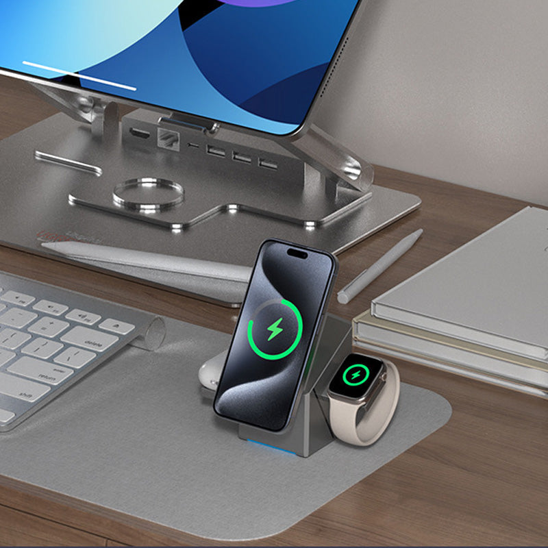 ChargingDock - 3 In 1 Magnetische Draadloze Snellader Rotatable Dock