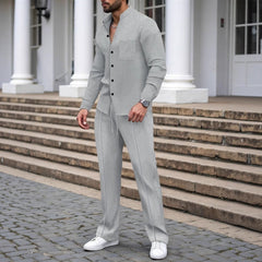 Icone™ WaffleSet: Heren Elegant Comfortabel Stijlvol Wafel Shirt En Broek Set