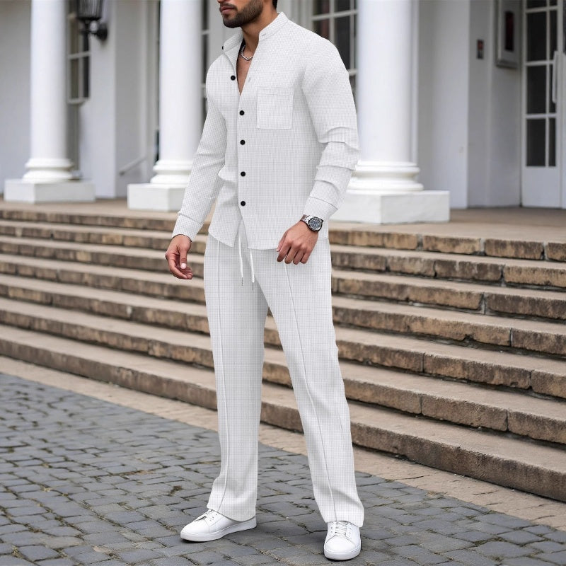 Icone™ WaffleSet: Heren Elegant Comfortabel Stijlvol Wafel Shirt En Broek Set