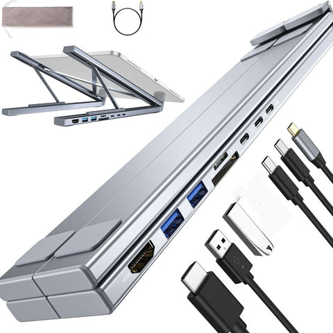 HubStand - Opvouwbare En Verstelbare Multi Port Hub Laptopstandaard