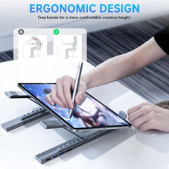 HubStand - Opvouwbare En Verstelbare Multi Port Hub Laptopstandaard