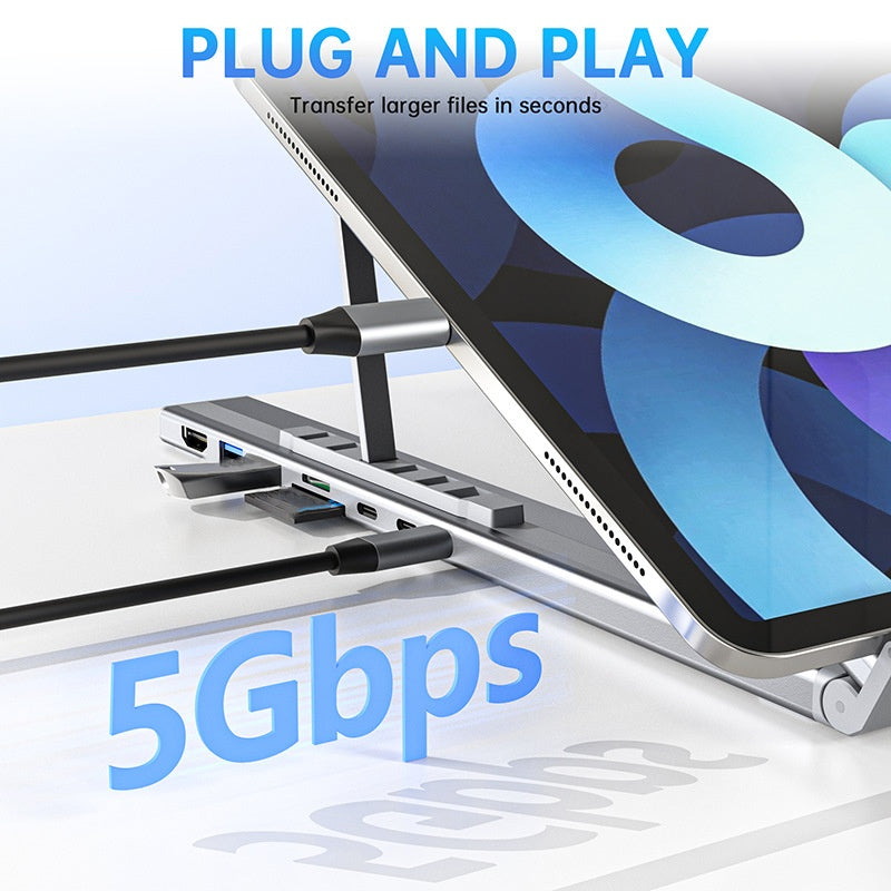 HubStand - Opvouwbare En Verstelbare Multi Port Hub Laptopstandaard