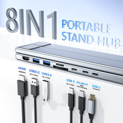 HubStand - Opvouwbare En Verstelbare Multi Port Hub Laptopstandaard