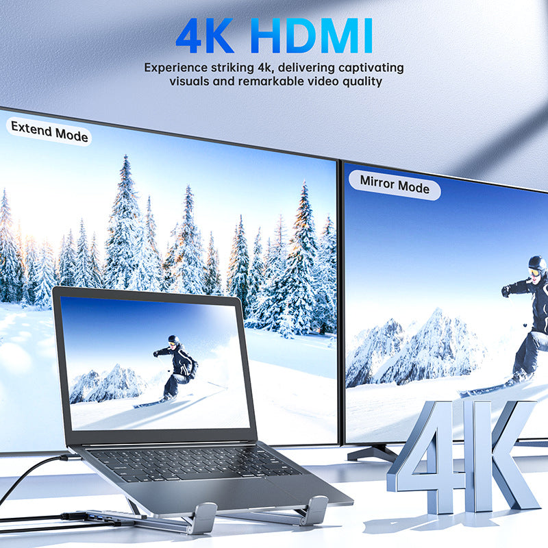 HubStand - Opvouwbare En Verstelbare Multi Port Hub Laptopstandaard