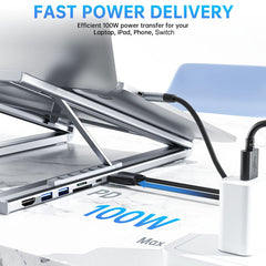 HubStand - Opvouwbare En Verstelbare Multi Port Hub Laptopstandaard