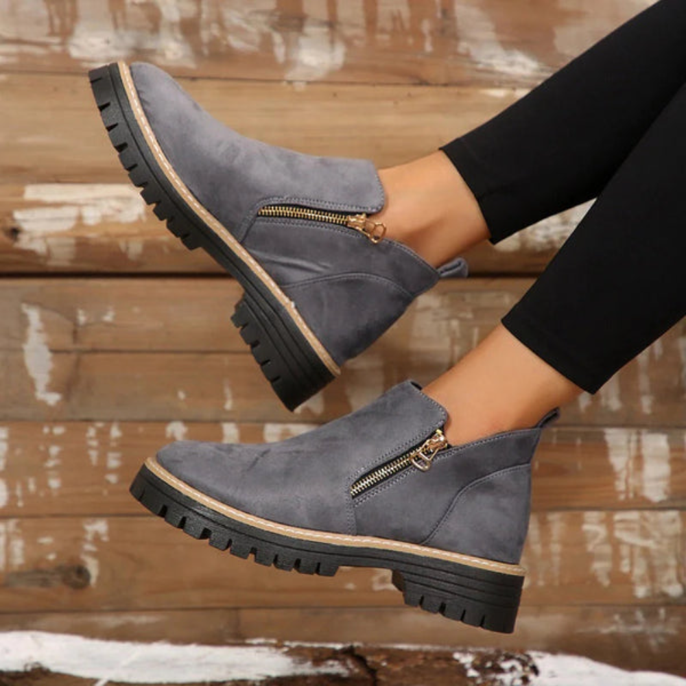 Happy™ ZipBoots: Vrouwen Comfortabel Ronde Neus Enkell Ritslaarzen