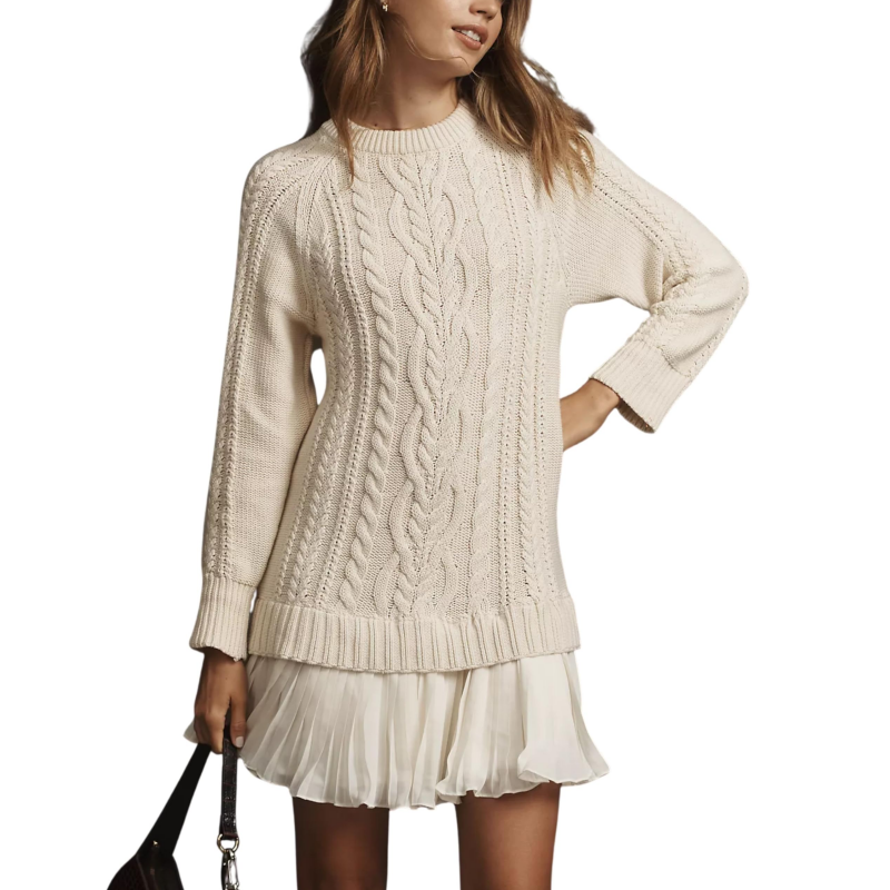 Icone™ KnittedDress: Knus Mini Lange Mouwen Gebreid Jurk