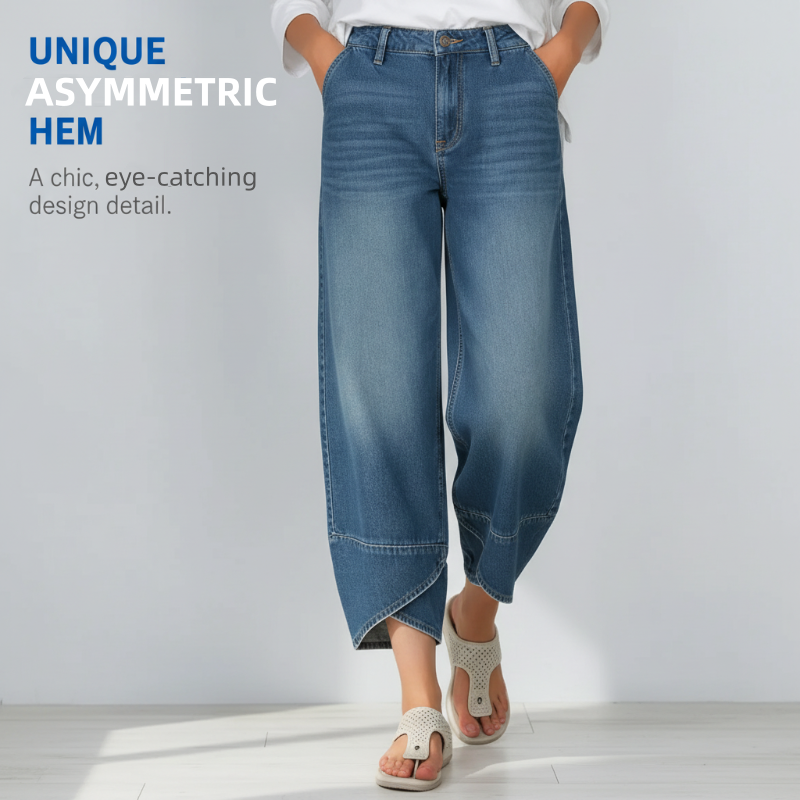 Icone™ UniqueJeans: Unieke Asymmetrische Type Wijde Been Jeans