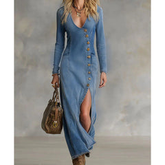 Icone™ SimplyElegant: Chic Asymmetrische Simply Elegant Lange Mouwen Maxi Jurk