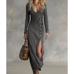 Icone™ SimplyElegant: Chic Asymmetrische Simply Elegant Lange Mouwen Maxi Jurk