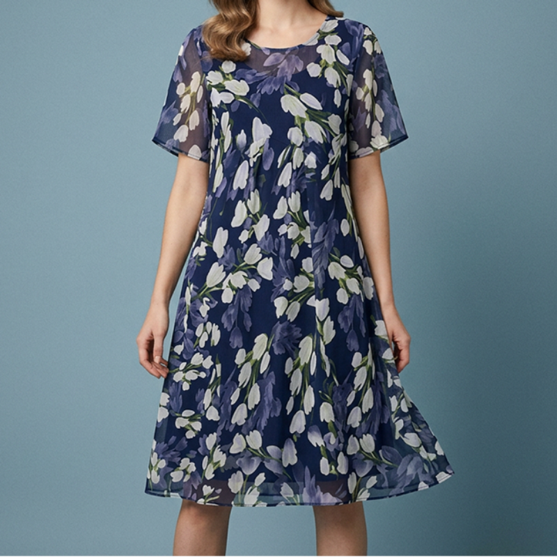 Icone™ SheerDress: Elegante Formele Doorzichtige Bloemige Knie-Lengte Jurk