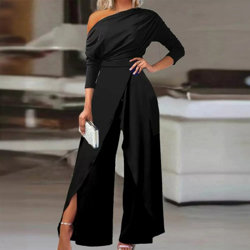 Icone™ StylishJumpsuit - Stijlvol Lange Mouwen Asymmetrische Jumpsuit