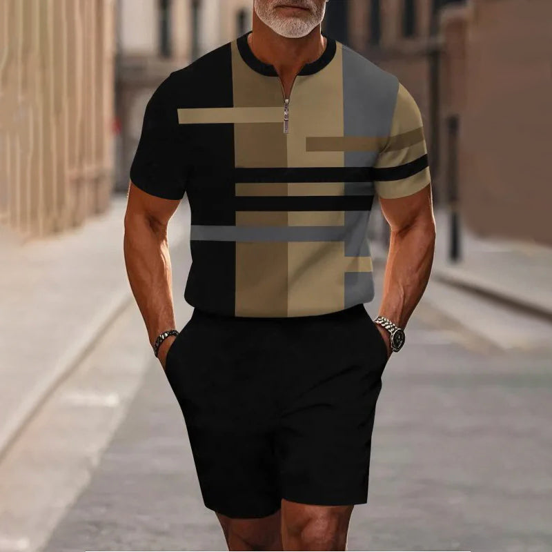 Icone™ CasualWear: Set van Modern Korte Mouwen Hemd en Casual Shorts voor Mannen