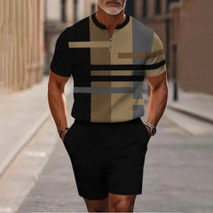 Icone™ CasualWear: Set van Modern Korte Mouwen Hemd en Casual Shorts voor Mannen
