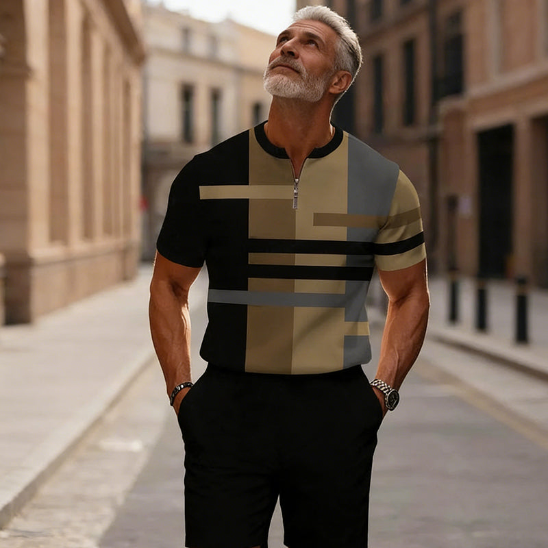 Icone™ CasualWear: Set van Modern Korte Mouwen Hemd en Casual Shorts voor Mannen
