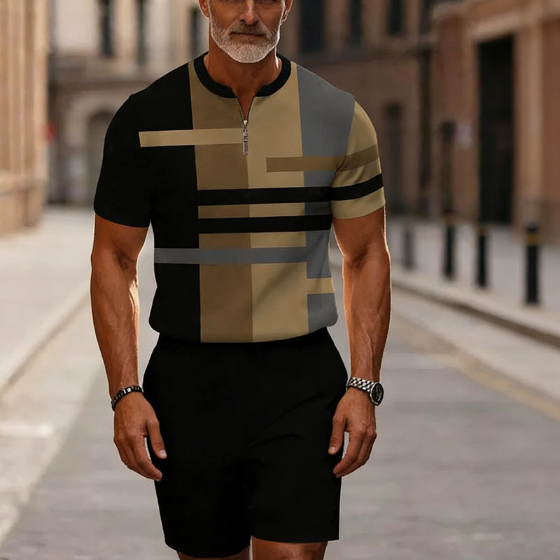 Icone™ CasualWear: Set van Modern Korte Mouwen Hemd en Casual Shorts voor Mannen
