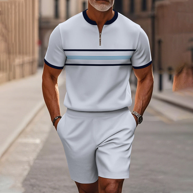 Icone™ CasualWear: Set van Modern Korte Mouwen Hemd en Casual Shorts voor Mannen